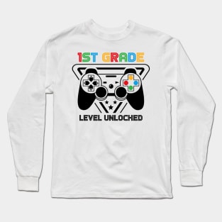 1st Grade Level Unlocked Video Gamer Back to School Boys Long Sleeve T-Shirt